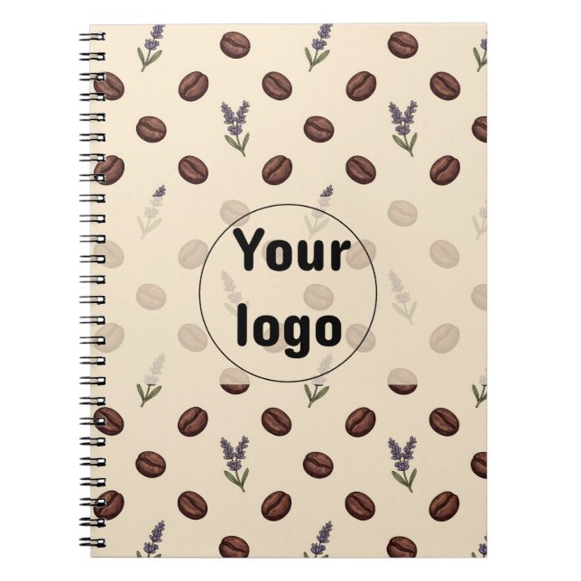 Vintage Coffee Beans and Lavender Seamless Pattern Notebook (Front)