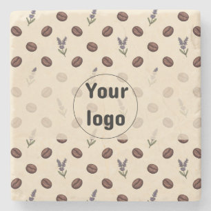 Vintage Coffee Beans and Lavender Seamless Pattern Stone Coaster