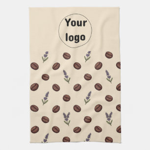 Vintage Coffee Beans and Lavender Seamless Pattern Tea Towel
