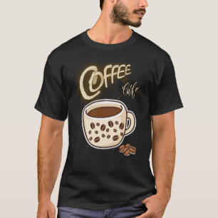 Vintage Coffee Café Mug & Beans Graphic Illustrati T-Shirt