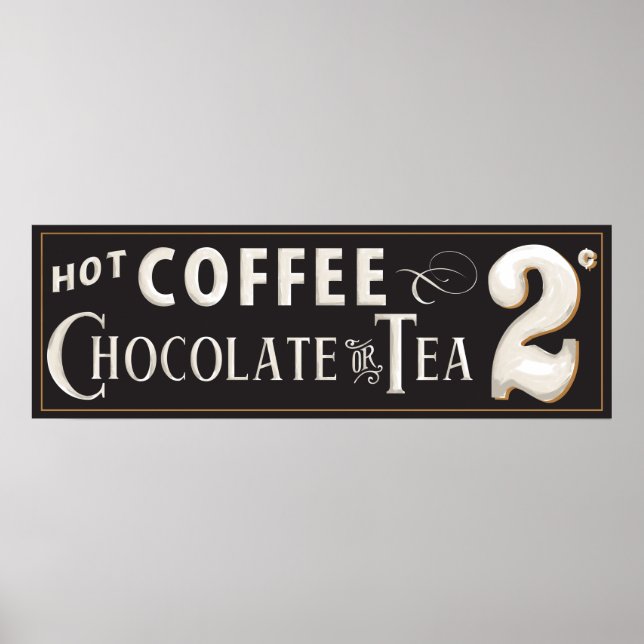 Vintage Coffee, Chocolate or Tea Poster (Front)