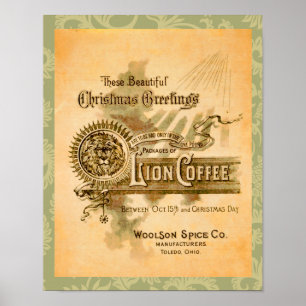 Vintage Coffee Christmas Label Print