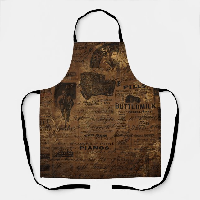Vintage Coffee Collage Apron (Front)