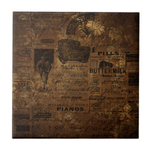 Vintage Coffee Collage Tile