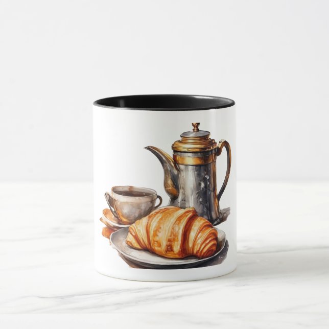 Vintage Coffee & Croissant Mug  (Center)