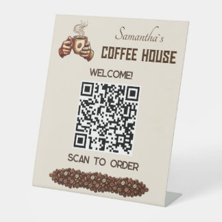 Vintage Coffee Cup Custom Cafe Brand Pedestal Sign