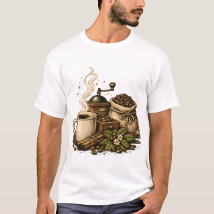 Vintage Coffee Cup Illustration T-Shirt