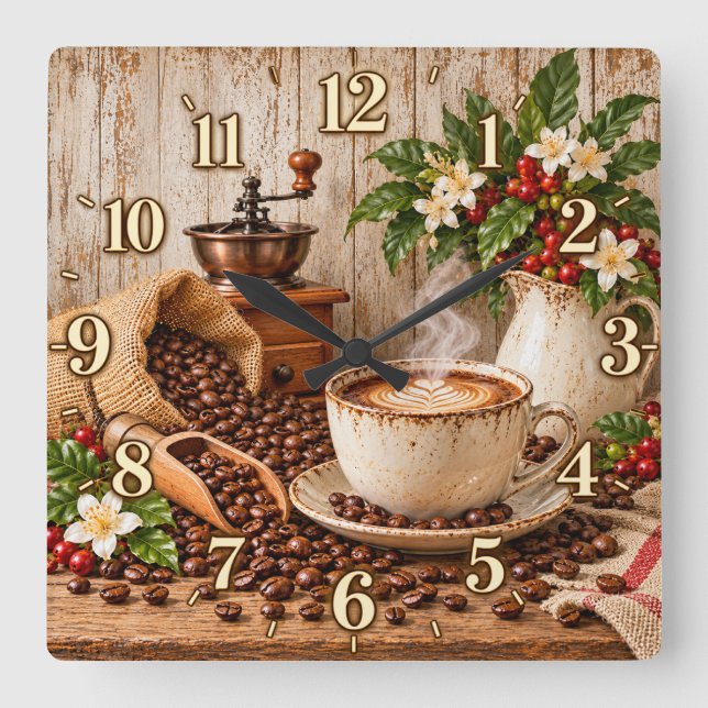 Vintage Coffee Cup Kitchen Clock (Front)