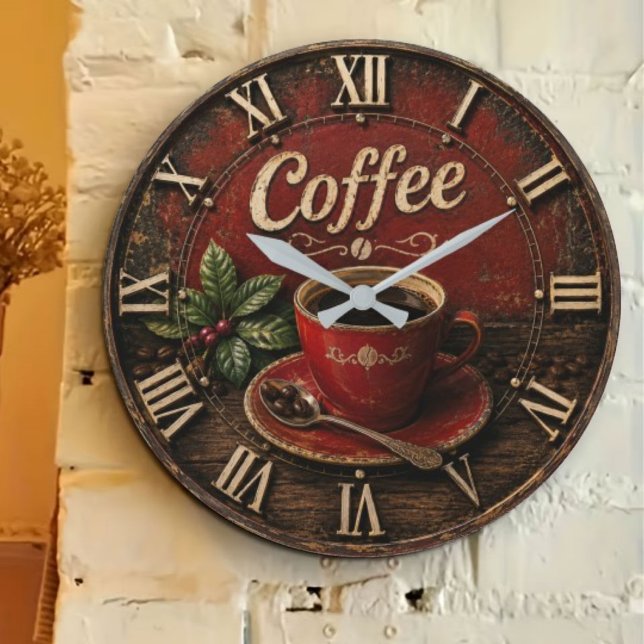Vintage Coffee Cup  Large Clock (Creator Uploaded)