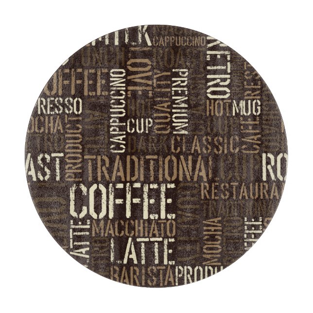 Vintage Coffee Experience Seamless Pattern Cutting Board (Front)