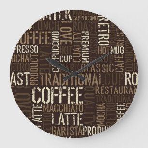 Vintage Coffee Experience Seamless Pattern Large Clock