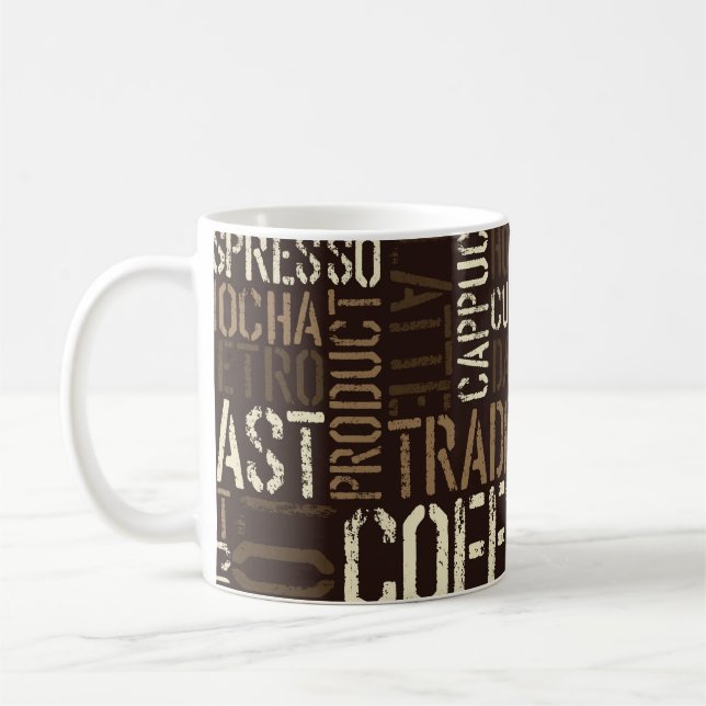 Vintage Coffee Experience Seamless Pattern Mug (Left)