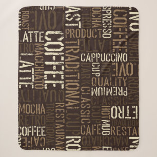 Vintage Coffee Experience Seamless Pattern Sherpa Blanket