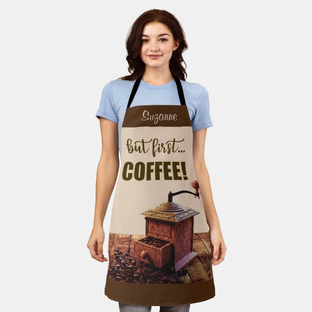 Vintage Coffee Grinder All-Over Print Apron (Worn)