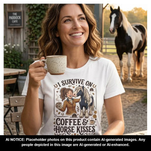 Vintage Coffee Horse Kisses Graphic T-Shirt