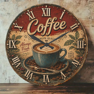 Vintage Coffee Large Clock