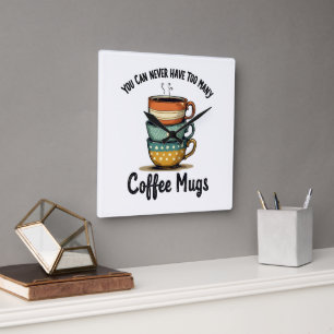 Vintage Coffee Lover Rustic Café Aesthetic Art Square Wall Clock