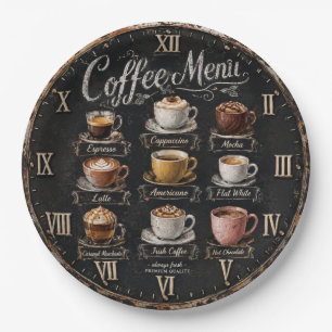 Vintage Coffee Menu Paper Plate