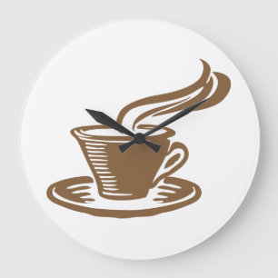 Vintage Coffee Numberless Kitchen Large Clock