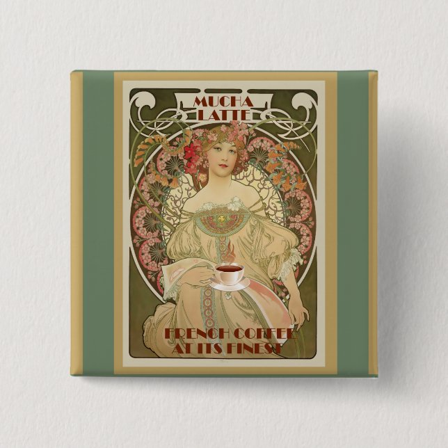 Vintage Coffee Poster 15 Cm Square Badge (Front)