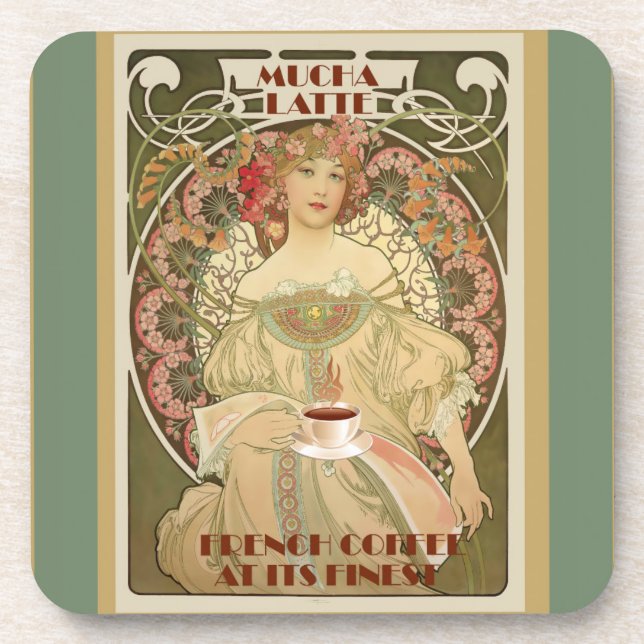 Vintage Coffee Poster Coaster (Front)