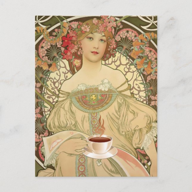 Vintage Coffee Poster Postcard (Front)
