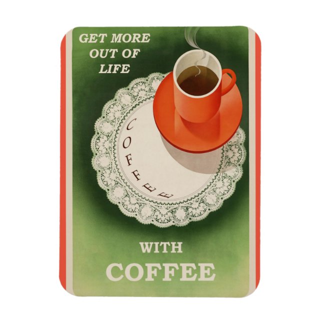 Vintage Coffee Poster Retro Flexible Photo Magnet (Vertical)