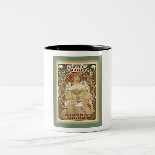 Vintage Coffee Poster Two-Tone Coffee Mug (Center)