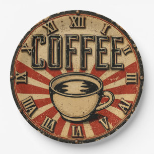 Vintage Coffee Retro Paper Plate