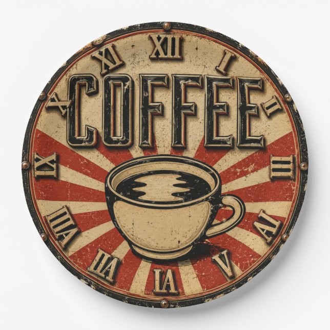 Vintage Coffee Retro Paper Plate (Front)