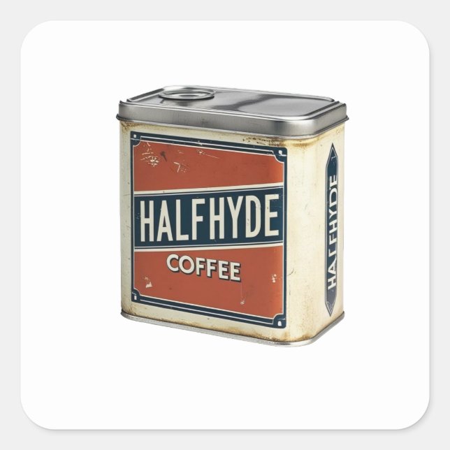 Vintage Coffee Tin Halfhyde Coffee Company Square Sticker (Front)