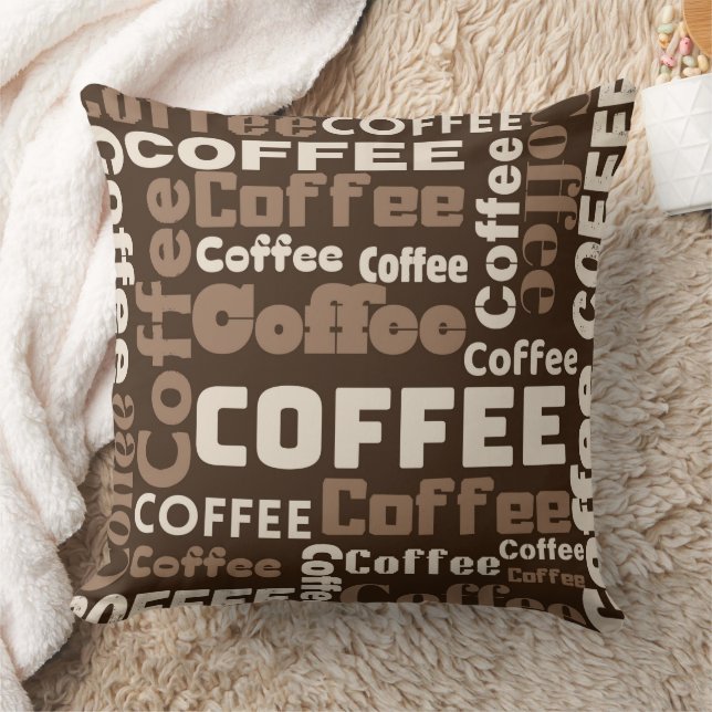 Vintage Coffee Typography Pattern (1) Cushion (Blanket)