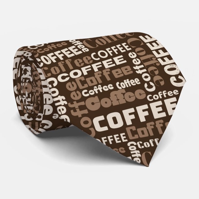Vintage Coffee Typography Pattern (1) Tie (Rolled)