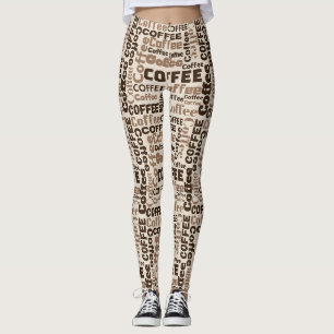 Vintage Coffee Typography Pattern (2) Leggings