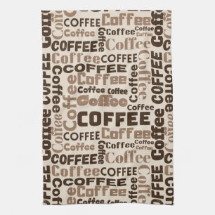 Vintage Coffee Typography Pattern (2) Tea Towel