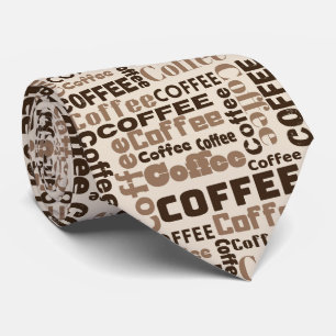 Vintage Coffee Typography Pattern (2) Tie