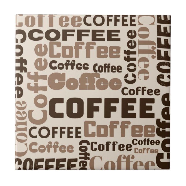 Vintage Coffee Typography Pattern (2) Tile (Front)