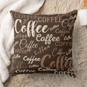 Vintage Coffee Typography Pattern (3) Cushion