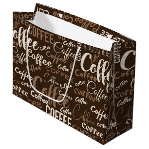 Vintage Coffee Typography Pattern (3) Large Gift Bag