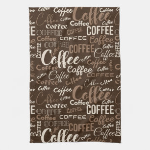 Vintage Coffee Typography Pattern (3) Tea Towel