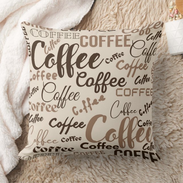 Vintage Coffee Typography Pattern (4) Cushion (Blanket)