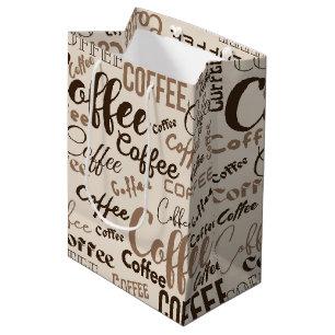 Vintage Coffee Typography Pattern (4) Medium Gift Bag