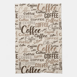 Vintage Coffee Typography Pattern (4) Tea Towel