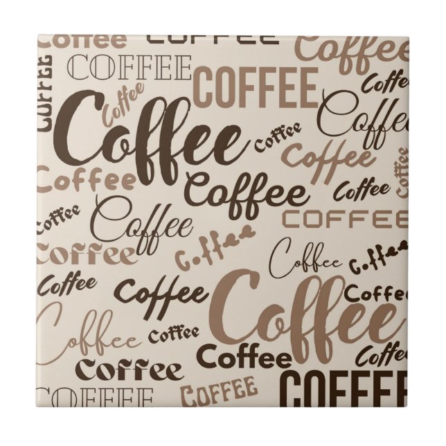 Vintage Coffee Typography Pattern (4) Tile (Front)