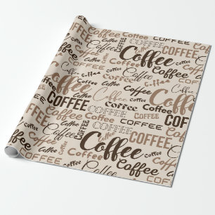 Vintage Coffee Typography Pattern (4) Wrapping Paper