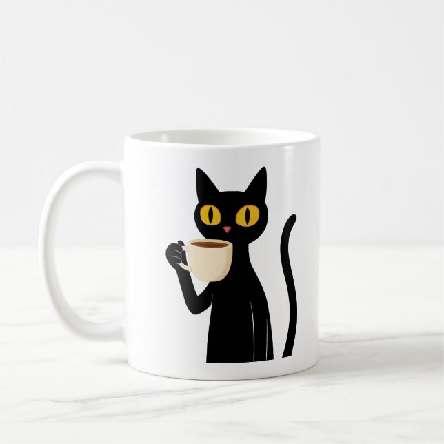 Vintage "COFFEEORNIA" Black Cat Mug (Left)