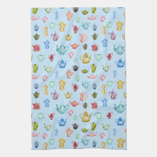 Vintage Coffeepots & Teapots - Tea Towel (Vertical)