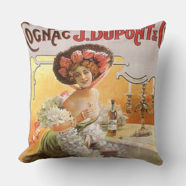 Vintage Cognac Advertisement Cushion (Front)