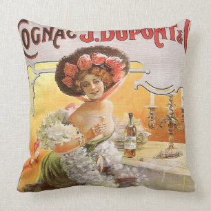 Vintage Cognac Advertisement Cushion