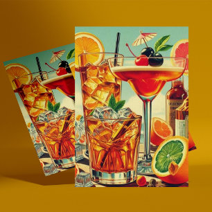 Vintage Coktail illustration Postcard